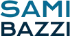 Sami Bazzi name logo in bold blue typography on dark background
