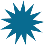 Blue starburst decorative icon symbol used as graphic element or highlight marker
